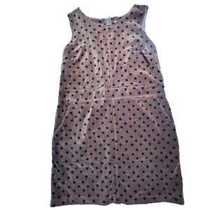 THOUGHT London Dot Pinafore Dress 8 Cotton Soft Velvet Brown Black Polka Dots